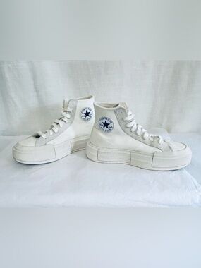 Converse Cruise Platform High Top Sneakers with Suede - White